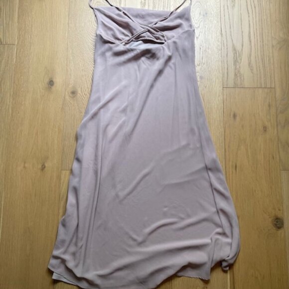 Show Me Your Mumu Verona Cowl Midi Dress Soft Beige Chiffon Size Small - Picture 3 of 4